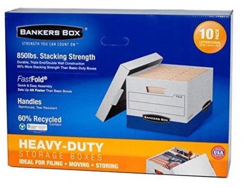 Bankers Storage Boxes, Heavy-Duty, 10 W x 12" H x 15" D, 10/PK - Cashier Depot