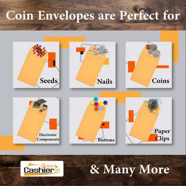 #1 Coin Envelopes, 2-1/4" X 3-1/2", Gum Flap, 24lb. Brown Kraft - Cashier Depot
