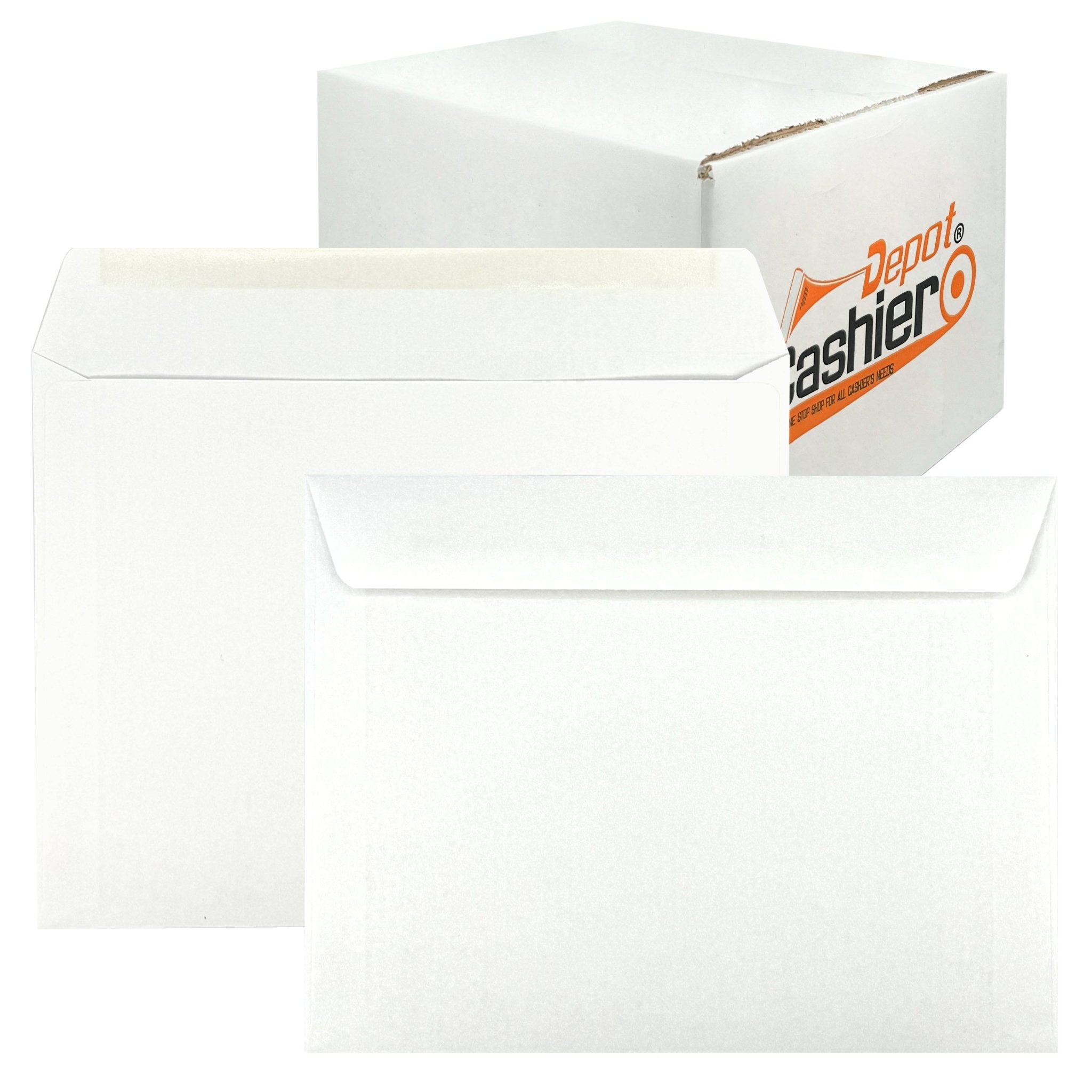 10" x 13" Booklet Envelopes, Premium 28lb. White, Gum Flap Cashier Depot