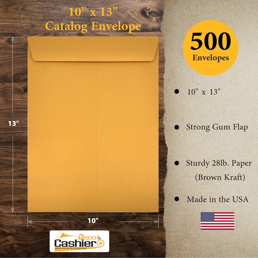 10" x 13" Catalog Envelopes – Open End – Heavy 28lb Kraft – Gum Flap – Professional Mailing & Document Storage (SY1013GK)