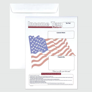 100 Income Tax Return Envelopes for Customers, 10" x 13", Heavy 28lb. White Paper, American Flag (TR1013CW/F) - Cashier Depot