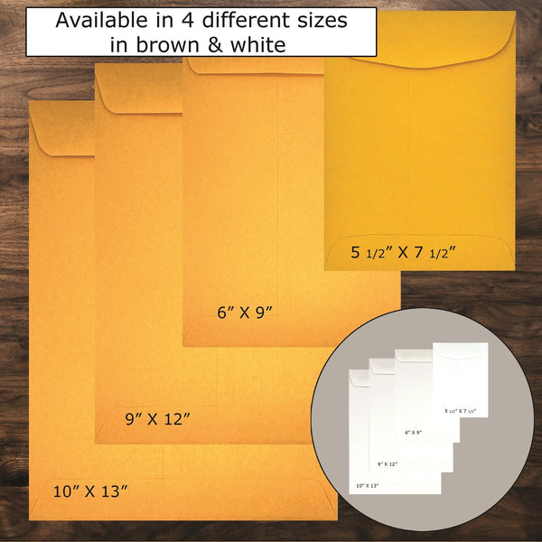 5 1/2" x 7 1/2" Catalog Envelopes – Open End – Sturdy 24lb Brown Kraft – Gum Flap (SY5575K)