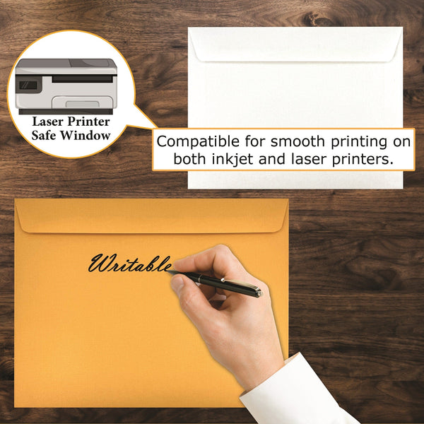 6" x 9" Booklet Envelopes, Sturdy 24 lb. Brown Kraft, Strong Gum Flap, Open Side (GF69NK) - Cashier Depot