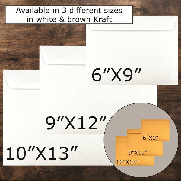 6" x 9" Booklet Envelopes, Sturdy 24 lb. White Wove, Strong Gum Flap, Open Side (GF69NW) - Cashier Depot