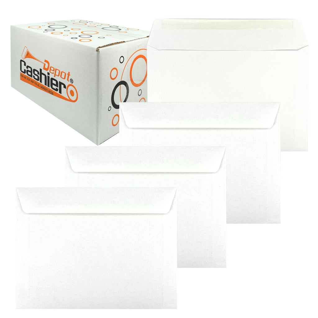 Cashier Depot 6" x 9" Booklet Envelopes, Sturdy 24lb. White, Gum Flap