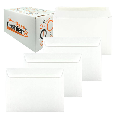 6" x 9" Booklet Envelopes, Sturdy 24lb. White, Gum Flap - Cashier Depot