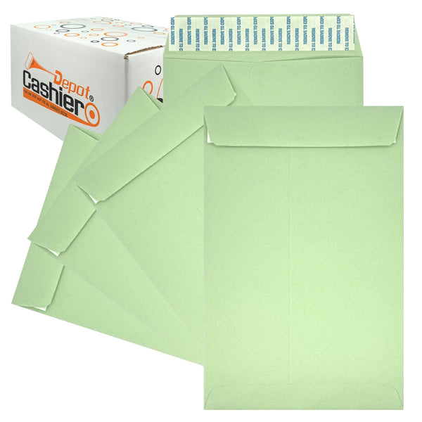 6" x 9" Catalog (Open End) Envelopes, Sturdy 24lb. Green, Peel & Seal Flap - Cashier Depot