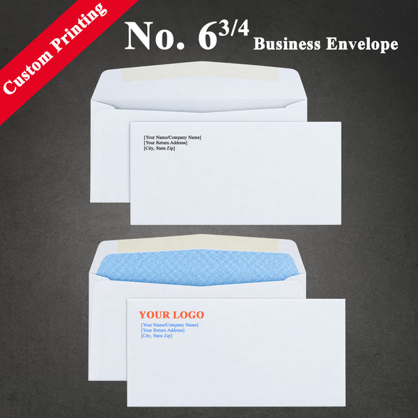 Custom Printed #6 3/4 Business Envelopes – 3 5/8" x 6 1/2" – Sturdy 24lb White Wove – Professional Mailing & Office Use
