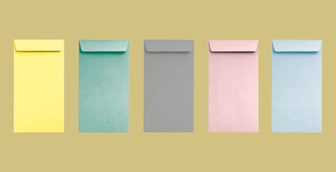 #7 Coin Envelopes, 3 - 1/2" X 6 - 1/2", Assorted Colors, Sturdy 24lb. Pastel Color Paper, Peel & Seal Flap - Cashier Depot