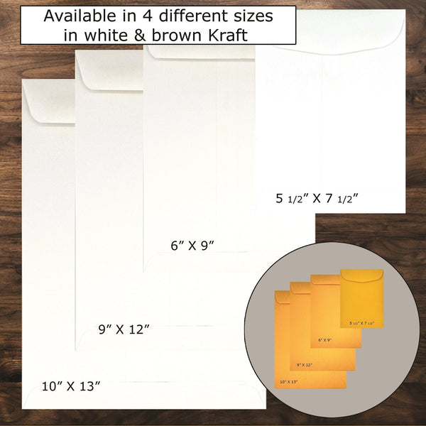 9" x 12" Catalog (Open End) Envelopes, Heavy 28lb. White, Gum Flap (SY9125GW) - Cashier Depot