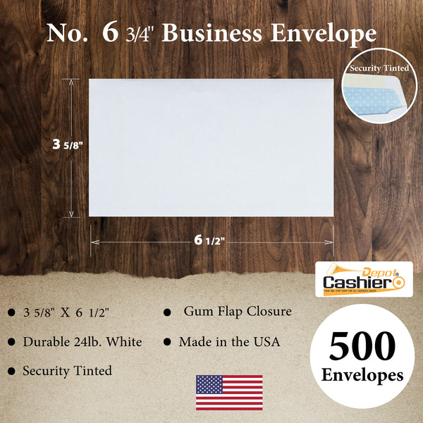Custom Printed #6 3/4 Business Envelopes – 3 5/8" x 6 1/2" – Sturdy 24lb White Wove – Professional Mailing & Office Use