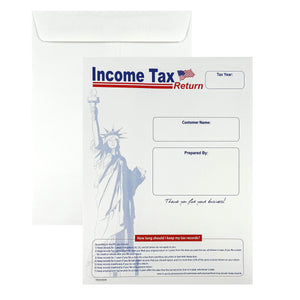 100 Income Tax Return Envelopes for Customers, 10" x 13", Heavy 28lb. White Paper, Lady Liberty (TR1013CW/L)