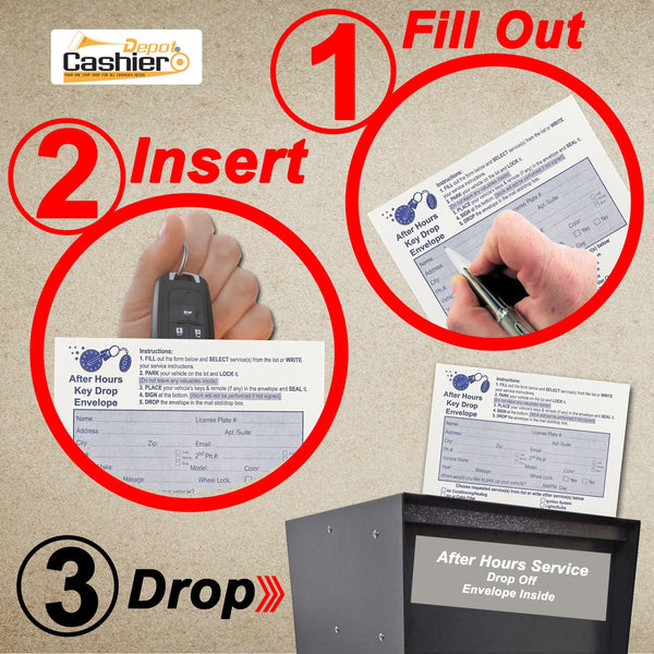 After Hours Night Key Drop Service Form Envelope, 6" x 9", Peel & Seal, Open End, Heavy 28lb. White (AH69W) - Cashier Depot