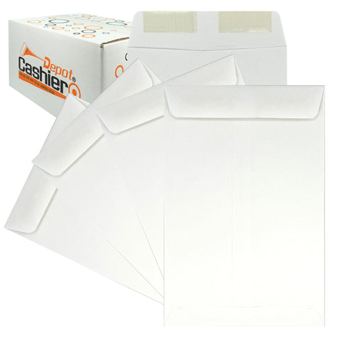 Cashier Depot 6" x 9" Catalog (Open End) Envelopes, Premium 24lb. White, Gum Flap - Cashier Depot
