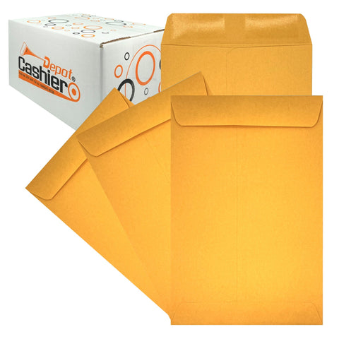 Cashier Depot 6" x 9" Catalog (Open End) Envelopes, Sturdy 24lb. Brown Kraft, Gum Flap - Cashier Depot