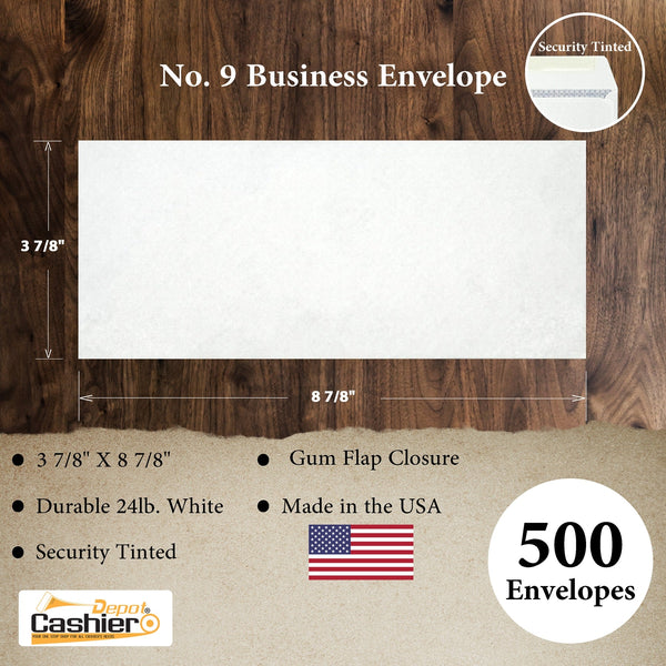 Custom Printed 9 Business Envelopes – 3 7/8" x 8 7/8" – Sturdy 24lb White Wove