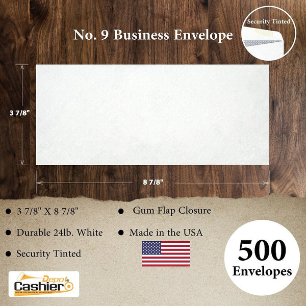Custom Printed 9 Business Envelopes – 3 7/8" x 8 7/8" – Sturdy 24lb White Wove – Professional Mailing & Office Use - Cashier Depot