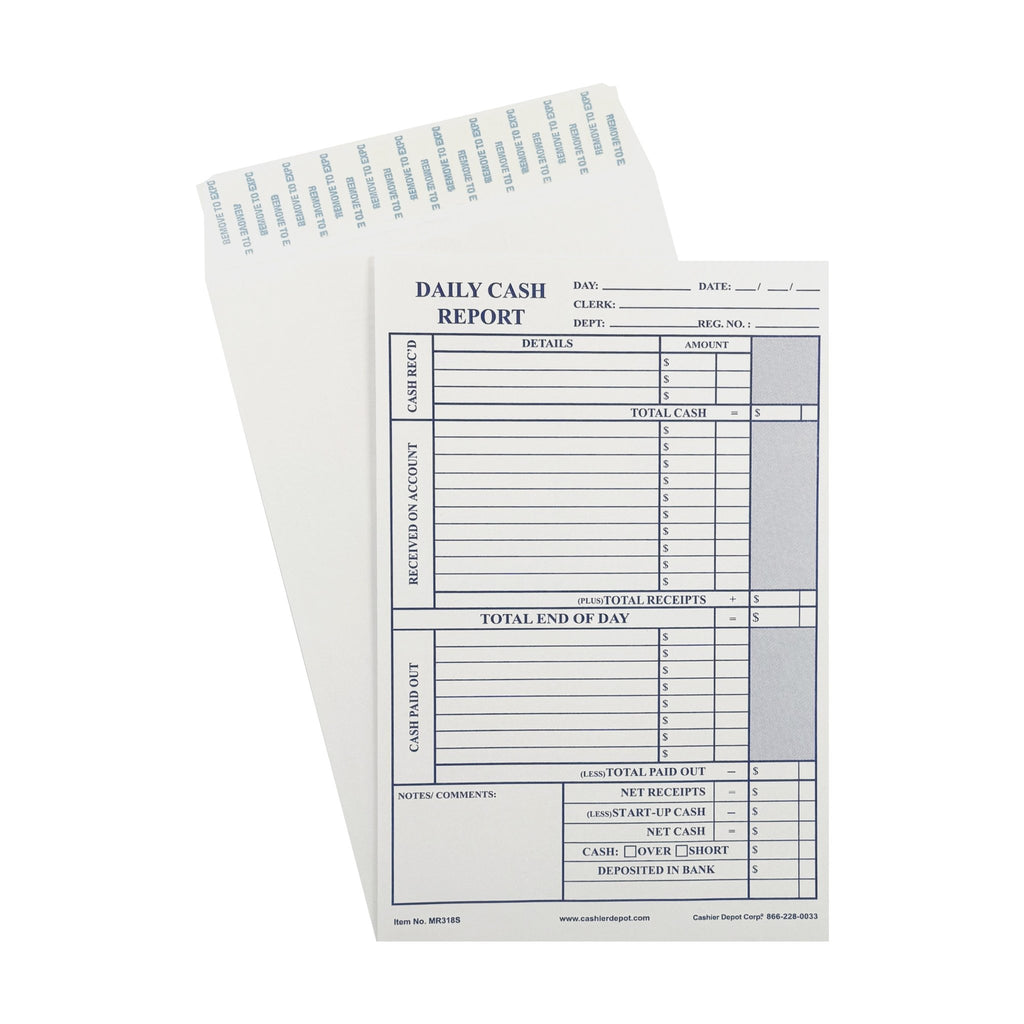 thumbnail image 2 of 500 Cashier Depot Daily Cash Report Envelopes 6x9 - Peel & Seal Open End Premium 28lb White 2 of 14