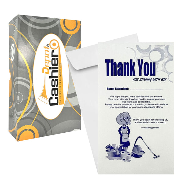 Housekeeping Tip Thank You Envelope, 3 1/2" X 6 1/2", Sturdy 24lb. White Paper, Gum Flap - Cashier Depot