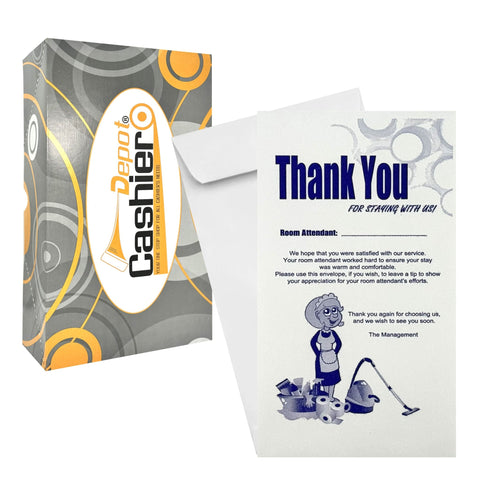 Housekeeping Tip Thank You Envelope, 3 1/2" X 6 1/2", Sturdy 24lb. White Paper, Gum Flap - Cashier Depot