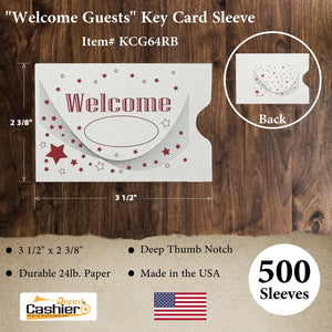 access card sleeves Welcome Key Card, Membership & Access Sleeve, Red & Black – Cashier Depot