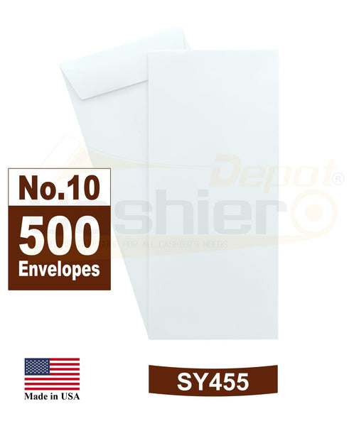 #10 Policy (Open End) Envelope, 4 1/8 x 9 1/2, Sturdy 24lb. White, Gum Flap, 500/Box - Cashier Depot