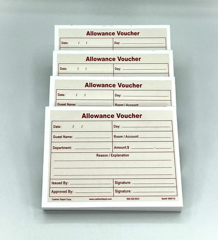 Cashier Depot Allowance Voucher, 5 1/2" x 4 1/4", Printed in Red, 500/Box - Cashier Depot