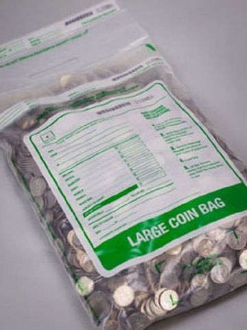 Cashier Depot Coin Bags 12" x 22" Large, Clear, 50 Bags - Cashier Depot