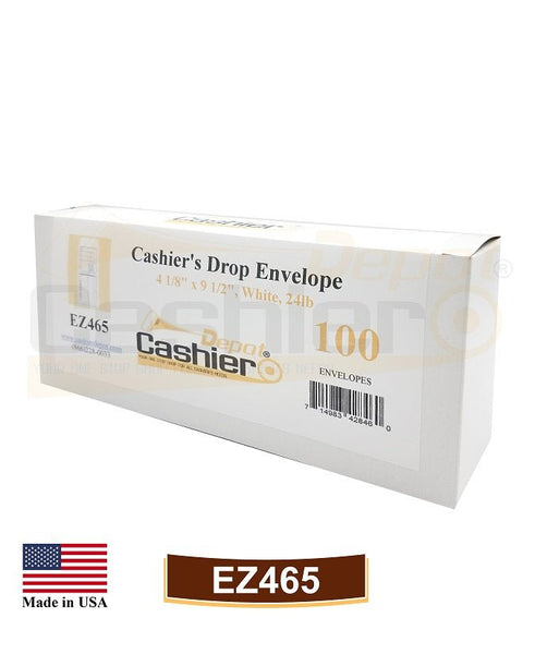 Cashier Depot EZ465 Cashier's Drop Report Envelope, 4 1/8" x 9 1/2", Sturdy 24lb. White, Gum Flap - Cashier Depot