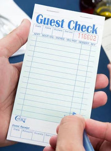 Guest Check 1 Part Green & White, Bottom Guest Receipt, 50/Case - Cashier Depot