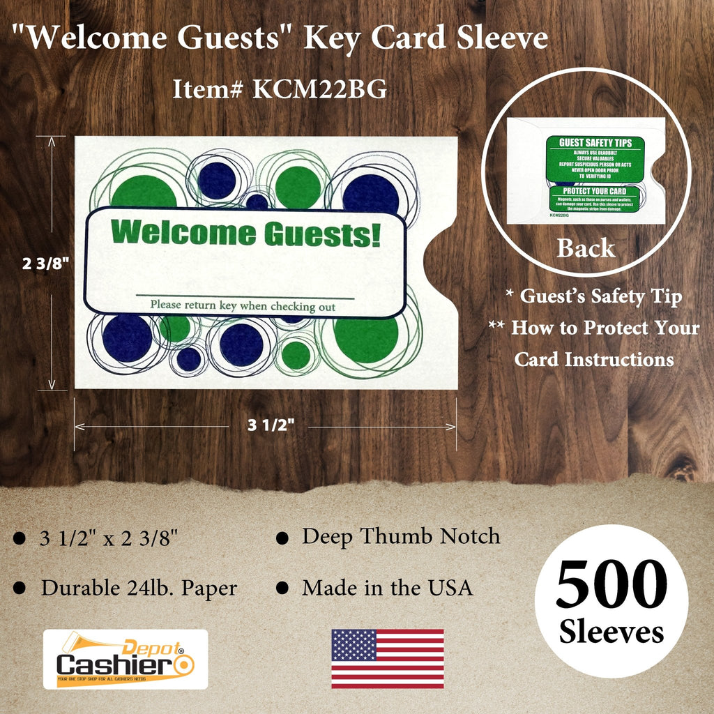 Hotel Welcome Guest" Key Card Sleeve Holder Blue/Green Cashier Depot Hotel Welcome Guest" Key Card Sleeve Holder Blue/Green Cashier Depot