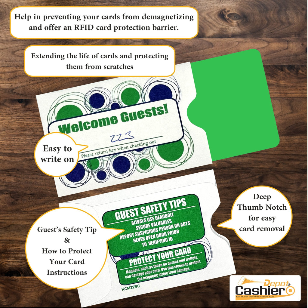 Hotel Welcome Guest" Key Card Sleeve Holder Blue/Green Cashier Depot Hotel Welcome Guest" Key Card Sleeve Holder Blue/Green Cashier Depot