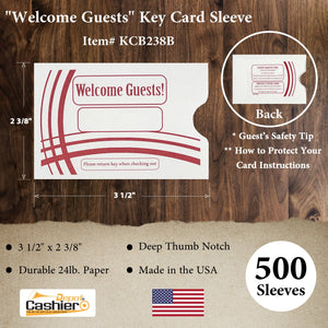 Hotel Welcome Guest" Key Card Sleeve Holder Burgundy, 24lb Cashier Depot Hotel Welcome Guest" Key Card Sleeve Holder Burgundy, 24lb Cashier Depot