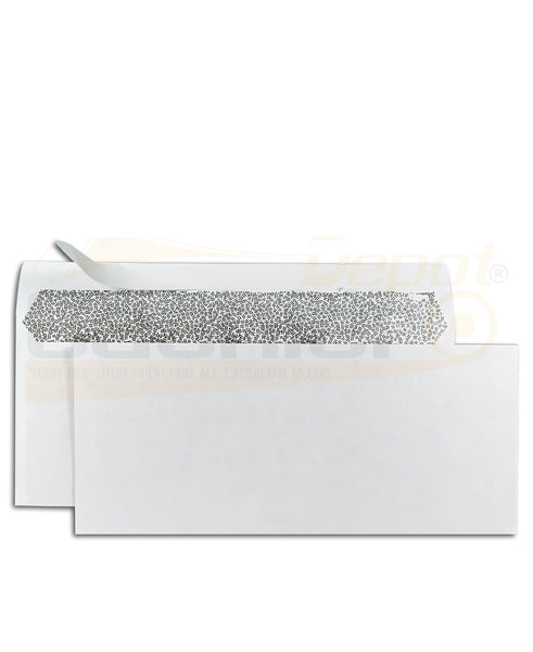 No. 10 Peel & Seal Business Envelope, 4 1/8 X 9 1/2, Security Tinted, 24lb White, 500/Box - Cashier Depot