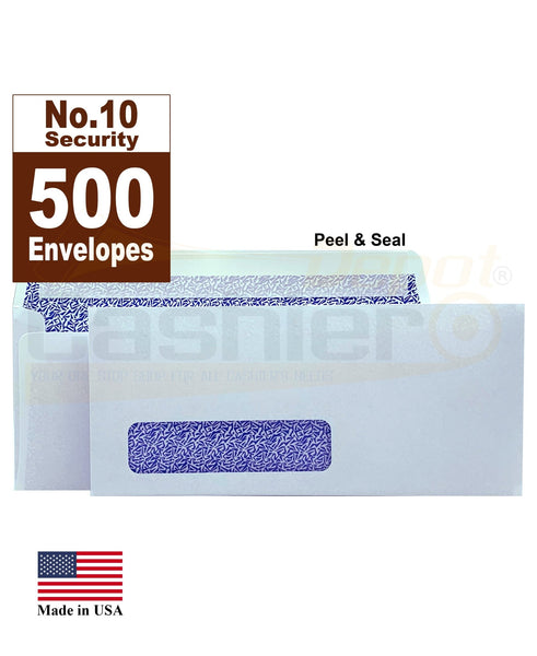 No. 10 Peel & Seal Business Envelope, Left Window, 4 1/8 X 9 1/2, Security Tinted, 24lb. White, 500/Box - Cashier Depot
