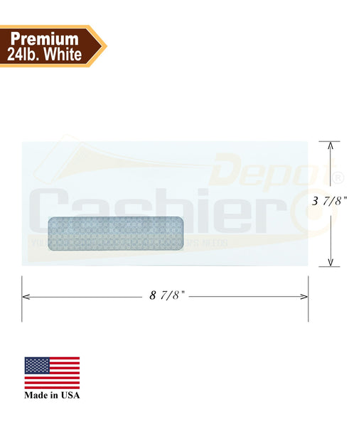 No. 9 Business Envelope, Left Window, 3 7/8" X 8 7/8", Security Tinted, 24lb, White, 500/Box - Cashier Depot
